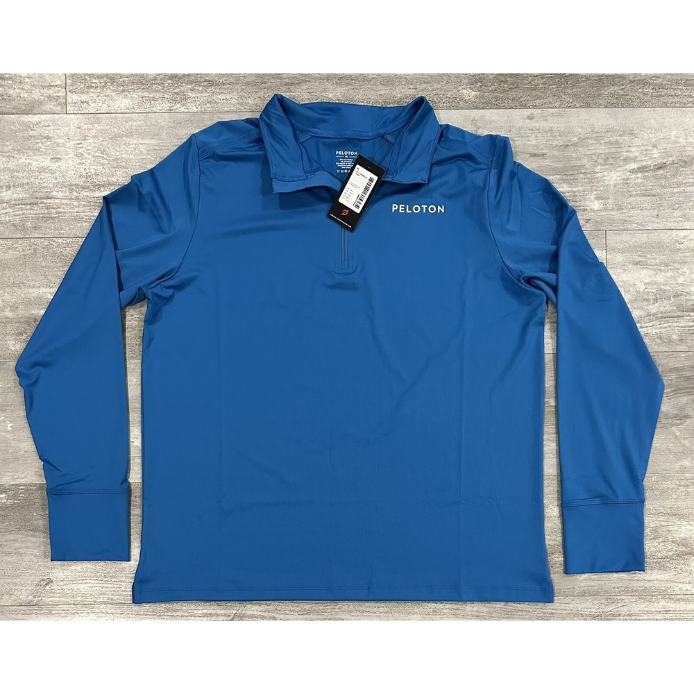 Peloton Mens Warm Up 1/2 Zip Pullover Blue HO121 Bike Gym Size XL Brand New